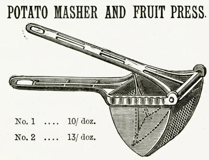 Framed Print : Potato masher and fruit press 1888 Framed Print : Potato masher and fruit press 1888