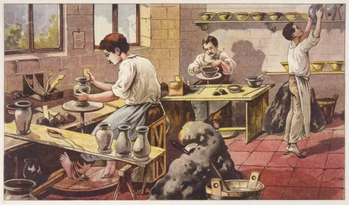 Framed Print : Potters at Work C19 Framed Print : Potters at Work C19