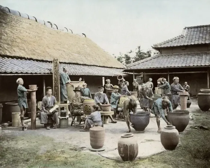 Framed Print : Potters at work, Japan Framed Print : Potters at work, Japan
