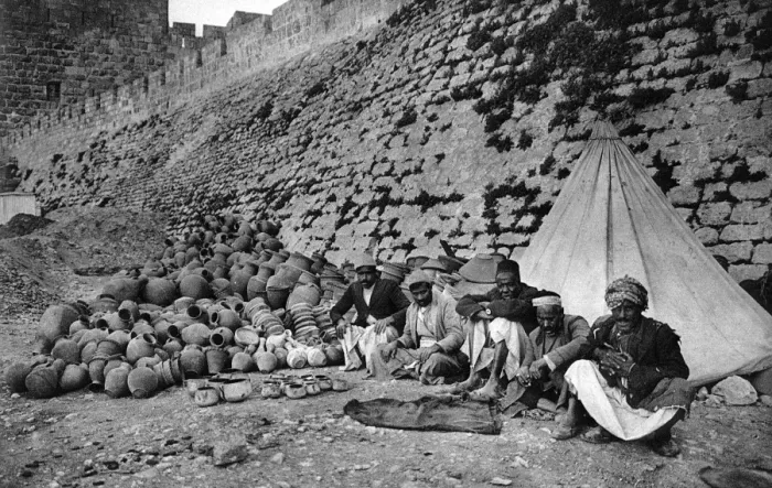 Framed Print : Pottery dealers at City Wall, Jerusalem Framed Print : Pottery dealers at City Wall, Jerusalem