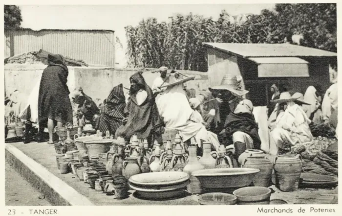 Framed Print : Pottery Sellers - Tangiers, Morocco Framed Print : Pottery Sellers - Tangiers, Morocco