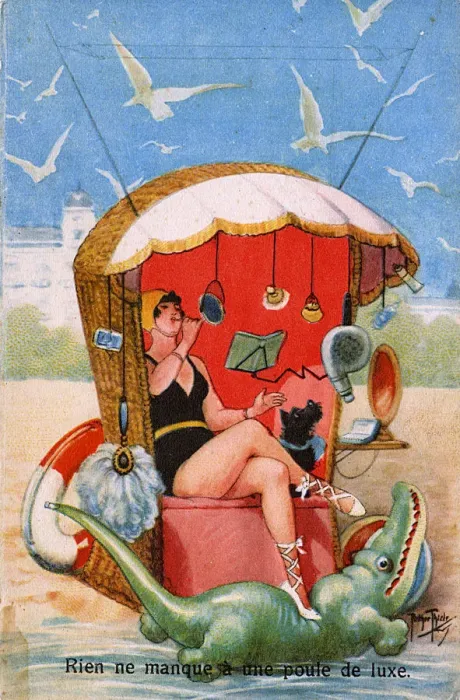 Framed Print : A Poule de Luxe relaxing on the seashore Framed Print : A Poule de Luxe relaxing on the seashore