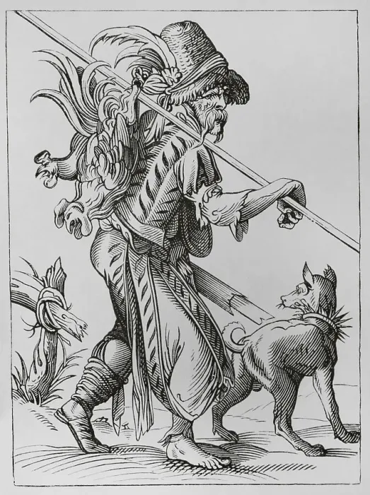 Framed Print : Poultry supplier, 16th century. Engraving Framed Print : Poultry supplier, 16th century. Engraving