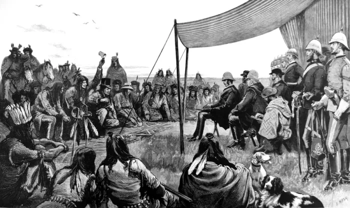 Framed Print : The Pow-Wow at Black Feet Crossing, September 1881 Framed Print : The Pow-Wow at Black Feet Crossing, September 1881