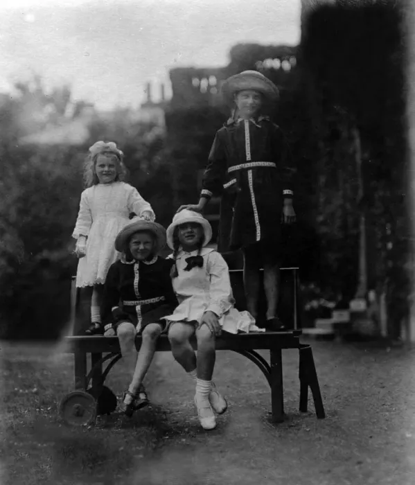 Framed Print : Powell-Cotton daughters and friend Framed Print : Powell-Cotton daughters and friend