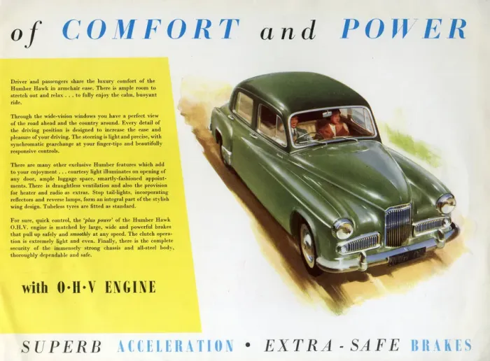 Framed Print : Power Plus Humber Hawk (Mk VIA) car brochure Framed Print : Power Plus Humber Hawk (Mk VIA) car brochure
