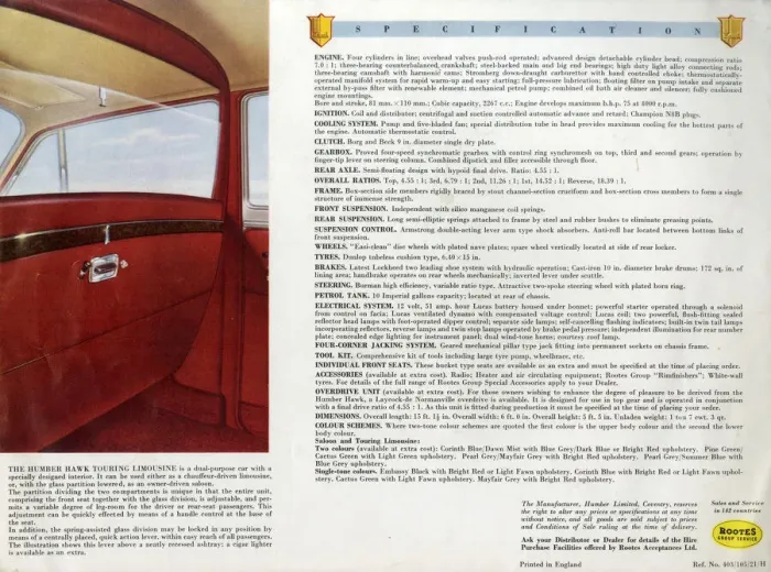 Framed Print : Power Plus Humber Hawk (Mk VIA) car brochure Framed Print : Power Plus Humber Hawk (Mk VIA) car brochure