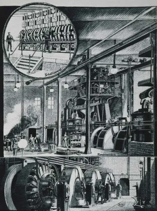 Framed Print : Power station in Berlin, 19th century. Drawing Framed Print : Power station in Berlin, 19th century. Drawing
