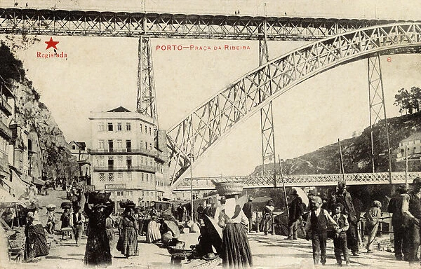Praca da Ribiera and Luis I Bridge - Porto, Portugal