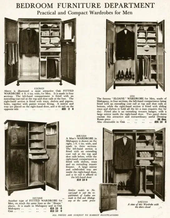 Framed Print : Practical and compact wardrobes for men 1929 Framed Print : Practical and compact wardrobes for men 1929