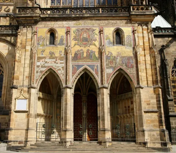 Framed Print : Prague. St. Vitus Cathedral. The Golden Gate. Mosaic of Framed Print : Prague. St. Vitus Cathedral. The Golden Gate. Mosaic of