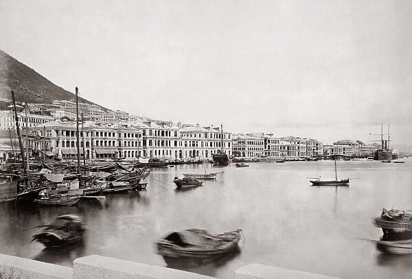 The Praya and boats, Hong Kong c. 1860 s