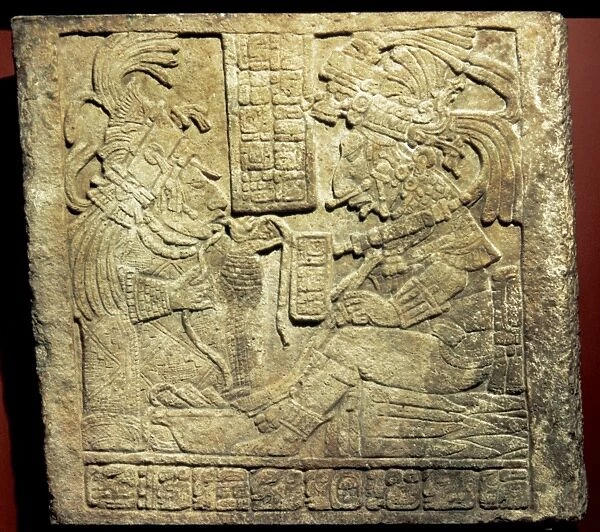 Pre-Columbian art. Lintel 17 from Yaxchilan, Late Classic Ma