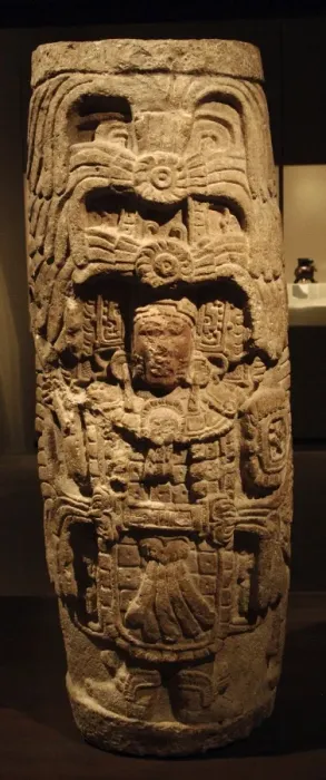 Framed Print : Pre-Columbian Art. Maya. Mexico. Column depicting a man
