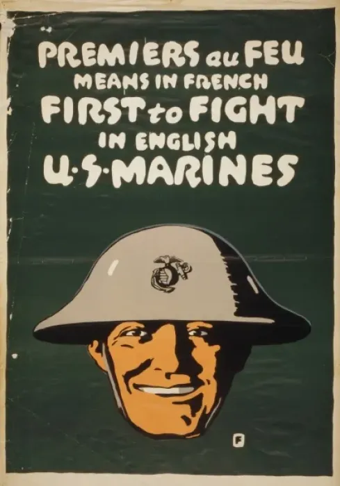 Framed Print : Premiers au feu means in French first to fight, in English U Framed Print : Premiers au feu means in French first to fight, in English U