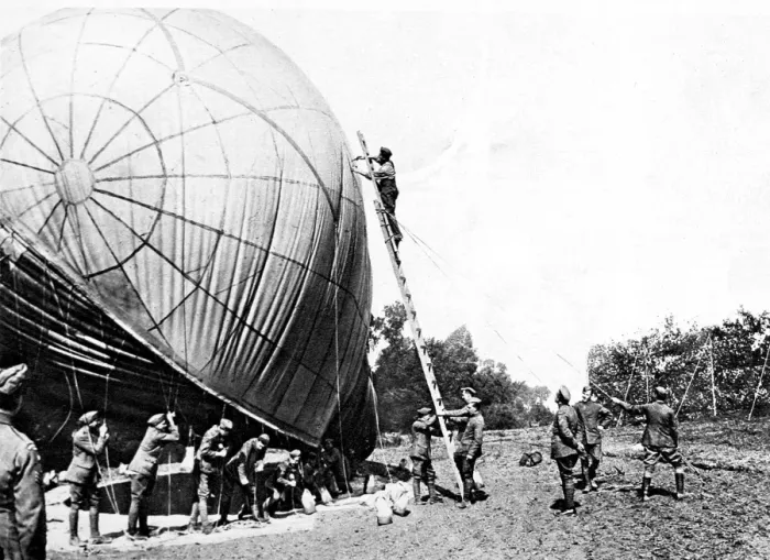 Framed Print : The preparation of a kite-balloon before take-off Framed Print : The preparation of a kite-balloon before take-off