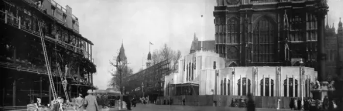 Framed Print : Preparations for the 1937 Coronation at Westminster Abbey Framed Print : Preparations for the 1937 Coronation at Westminster Abbey