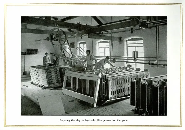 Framed Print : Preparing clay in hydraulic filter presses, Alfred Meakin Framed Print : Preparing clay in hydraulic filter presses, Alfred Meakin
