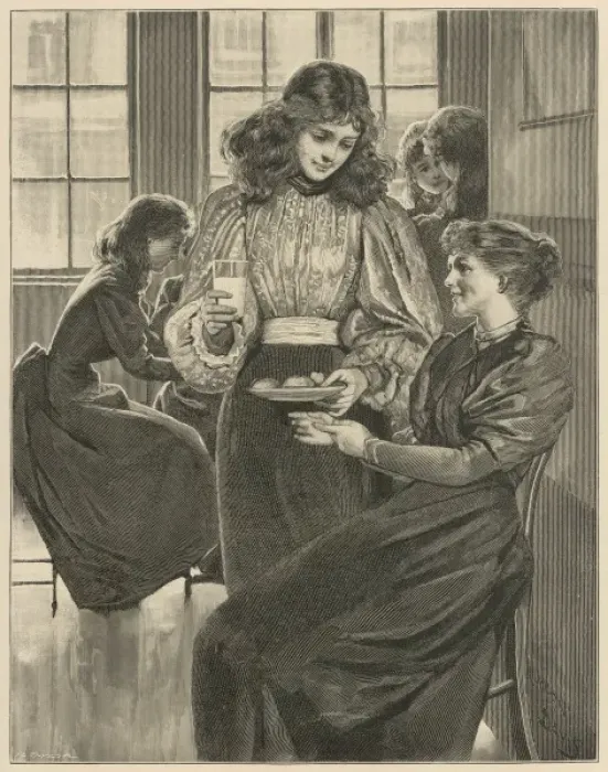 Framed Print : Presenting a woman with milk and cakes Framed Print : Presenting a woman with milk and cakes