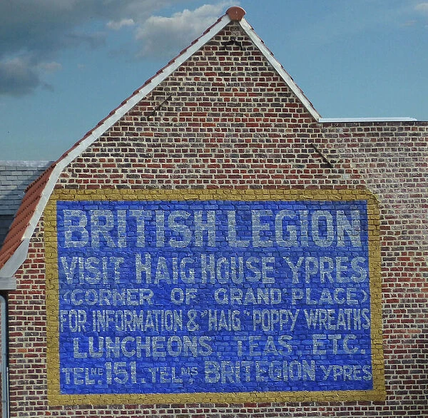 Preserved original advert for Earl Haig House, Ypres
