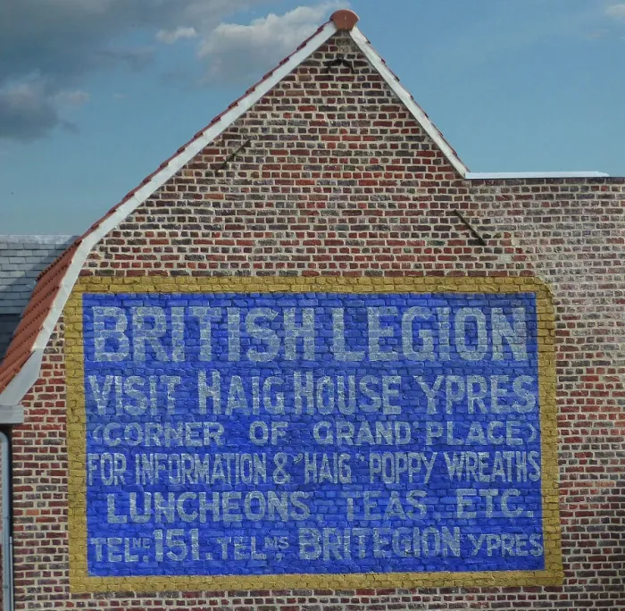 Framed Print : Preserved original advert for Earl Haig House, Ypres Framed Print : Preserved original advert for Earl Haig House, Ypres