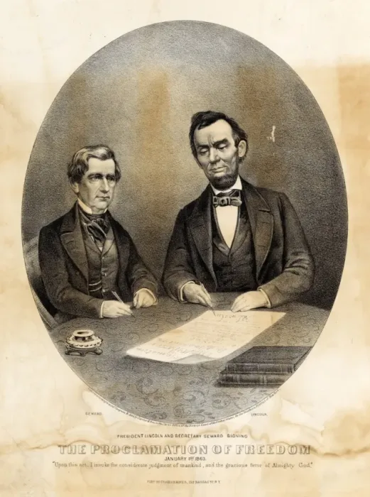 Framed Print : President Abraham Lincoln and Secretary Seward Signing the P Framed Print : President Abraham Lincoln and Secretary Seward Signing the P