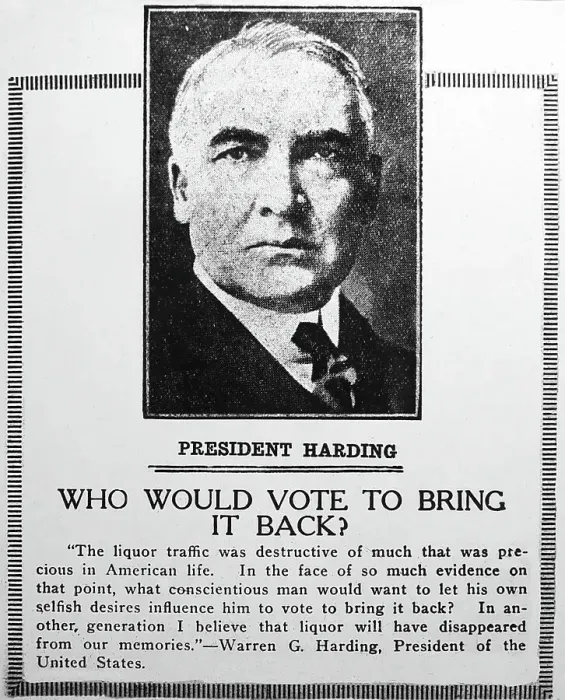 Framed Print : President Harding Prohibition message, probably 1920s Framed Print : President Harding Prohibition message, probably 1920s