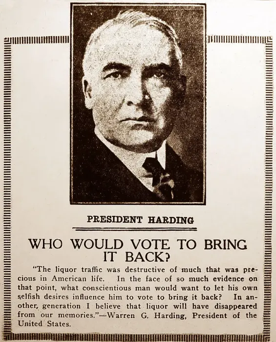 Framed Print : President Harding Prohibition message, probably 1920s Framed Print : President Harding Prohibition message, probably 1920s