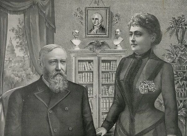 President Harrison and wife