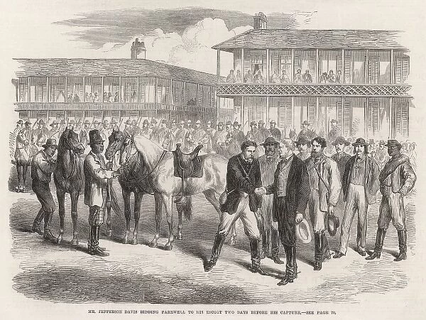 President Jefferson Davis leaves his escort; American Civil