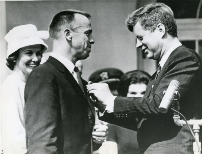 Framed Print : President John F. Kennedy presents the National Aeronau? Framed Print : President John F. Kennedy presents the National Aeronau?