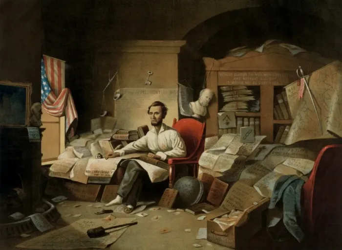 Framed Print : President Lincoln, writing the Proclamation of Freedom. Janu Framed Print : President Lincoln, writing the Proclamation of Freedom. Janu