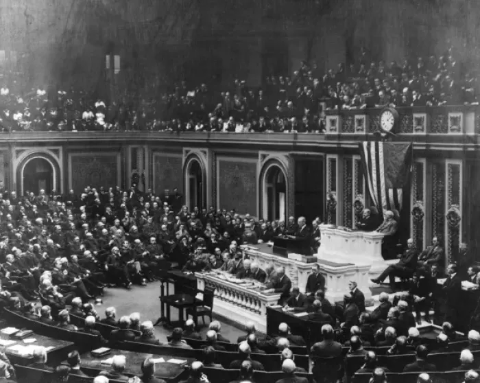 Framed Print : President Wilson addressing Congress in April 1917 Framed Print : President Wilson addressing Congress in April 1917