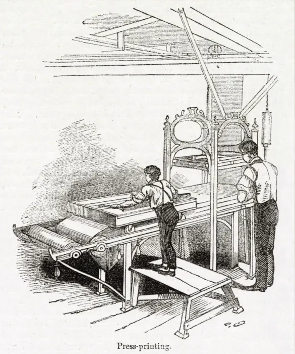 Framed Print : Press Printing, Thomas Hoyles Print Works, Manchester 1843 Framed Print : Press Printing, Thomas Hoyles Print Works, Manchester 1843