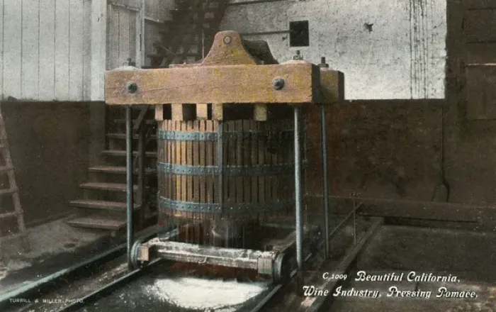 Framed Print : Pressing pomace, California wine industry, USA Framed Print : Pressing pomace, California wine industry, USA