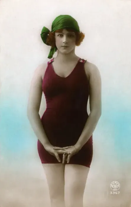 Framed Print : Pretty French Girl in Fashionable Swimwear Framed Print : Pretty French Girl in Fashionable Swimwear