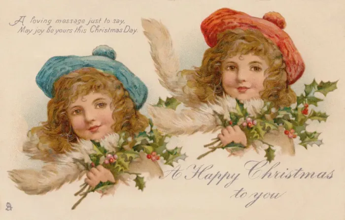 Framed Print : Pretty girls with holly Framed Print : Pretty girls with holly