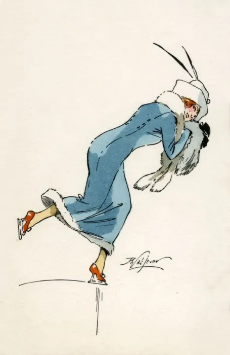 Framed Print : Pretty Lady Ice Skater in long pale blue fur-trimmed coat Framed Print : Pretty Lady Ice Skater in long pale blue fur-trimmed coat
