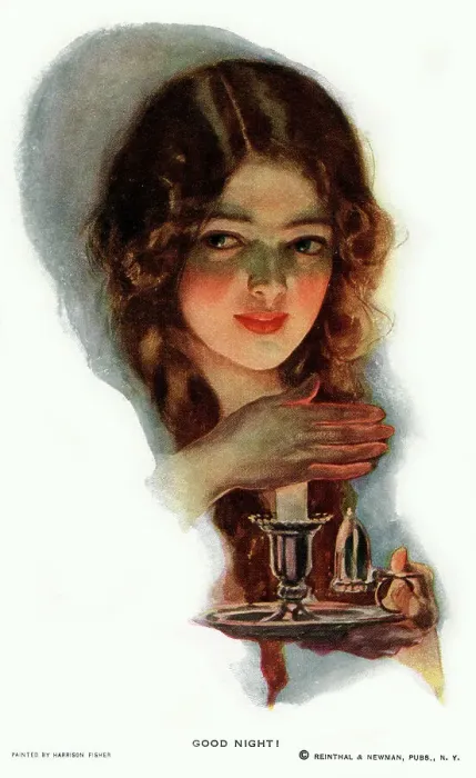 Framed Print : Pretty young lady about to blow out the evening candle Framed Print : Pretty young lady about to blow out the evening candle