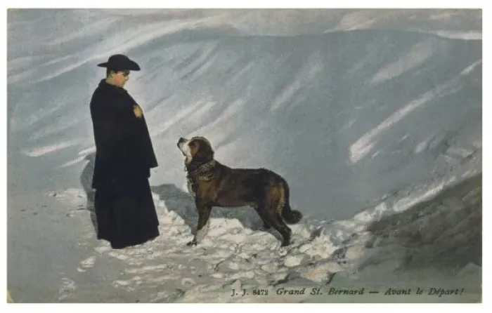 Framed Print : Priest and St Bernard Framed Print : Priest and St Bernard