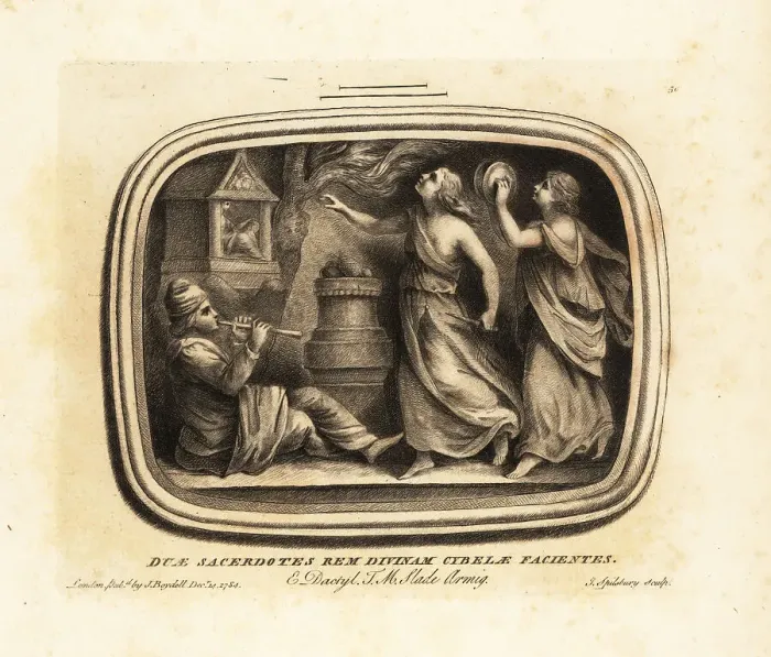 Framed Print : Two priestesses making an offering to Cybele Framed Print : Two priestesses making an offering to Cybele