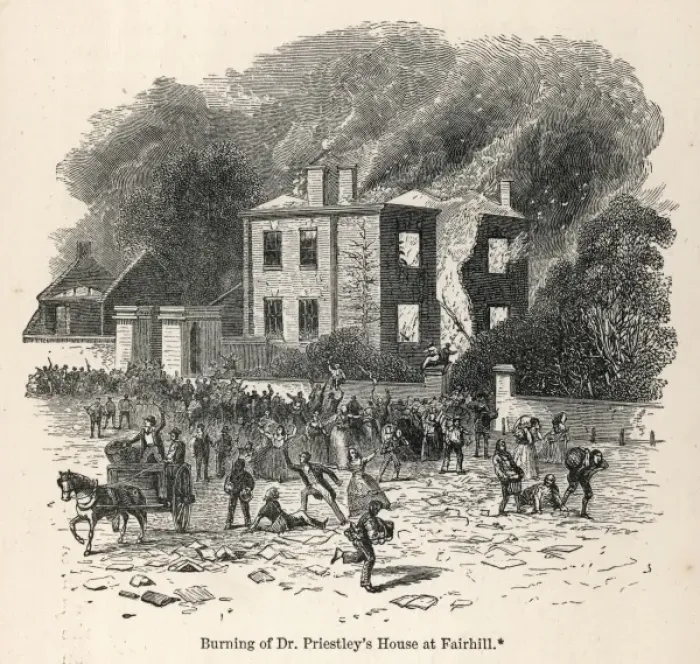 Framed Print : Priestleys House Burnt Framed Print : Priestleys House Burnt