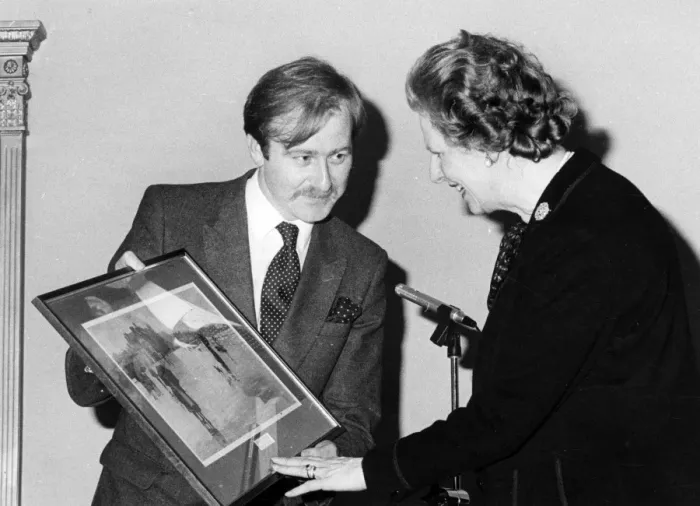 Framed Print : Prime Minister Margaret Thatcher - Presented with a painting Framed Print : Prime Minister Margaret Thatcher - Presented with a painting