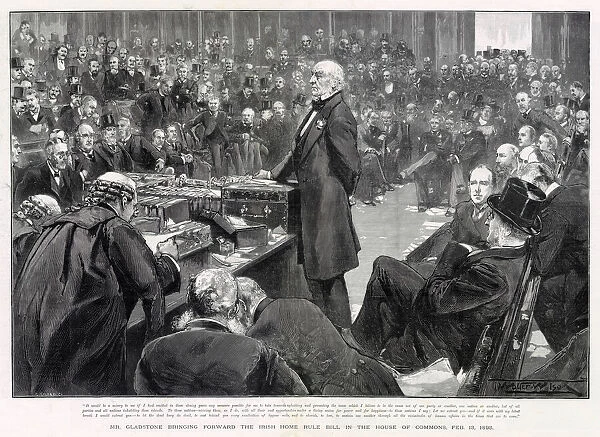 Prime Minister, William Ewart Gladstone (1809 - 1898), delivering the Peroration of his