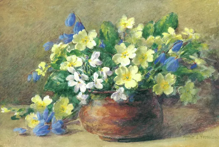 Framed Print : Primroses, Violets & Scillas Framed Print : Primroses, Violets & Scillas