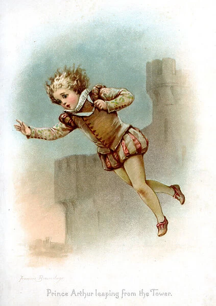 Prince Arthur leaping from the tower