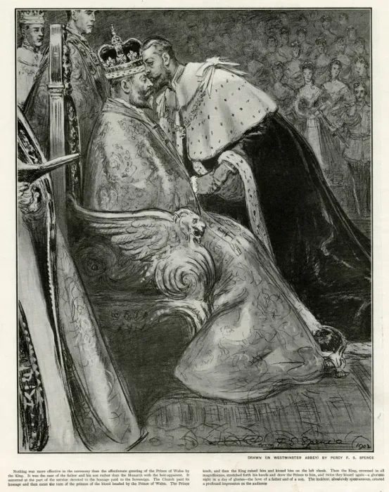 Framed Print : Prince George giving homage to King Edward at coronation Framed Print : Prince George giving homage to King Edward at coronation