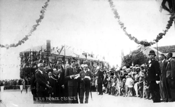 Framed Print : Prince George opening Esplanade, Walton, Essex Framed Print : Prince George opening Esplanade, Walton, Essex