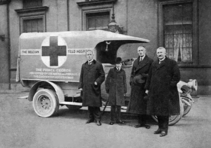 Framed Print : Prince George and war ambulance Framed Print : Prince George and war ambulance