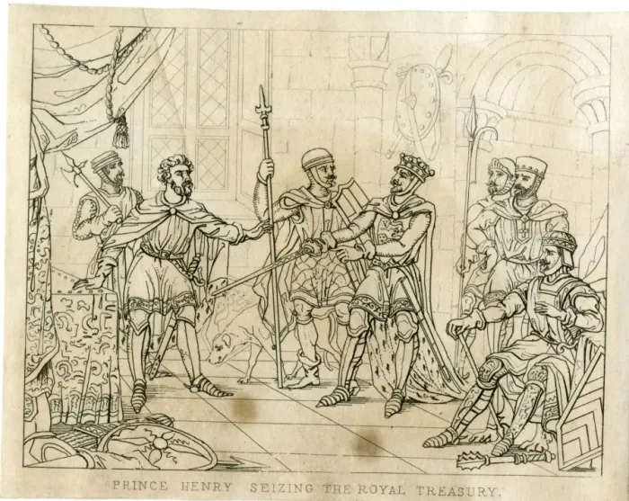 Framed Print : Prince Henry seizing the Royal Treasury Framed Print : Prince Henry seizing the Royal Treasury